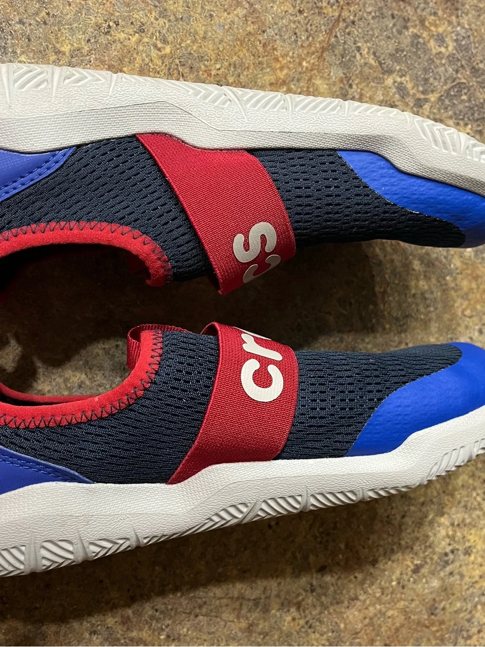 Crocs LiteRide Modform Kids J3 Slip On Sneakers Navy Blue Red Sport